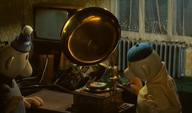 Scene from the film Pat and Mat: The Gramophone