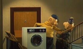 Scene from the film Pat and Mat: The Washing Machine